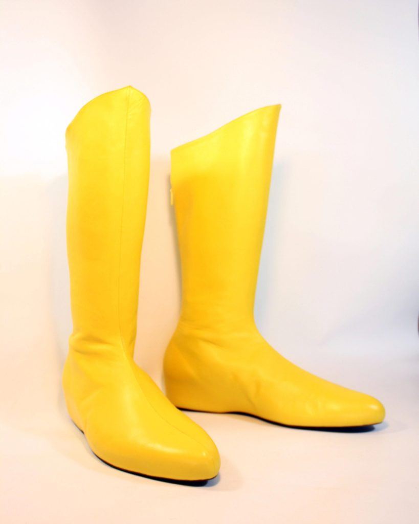 a pair of custom yellow boots