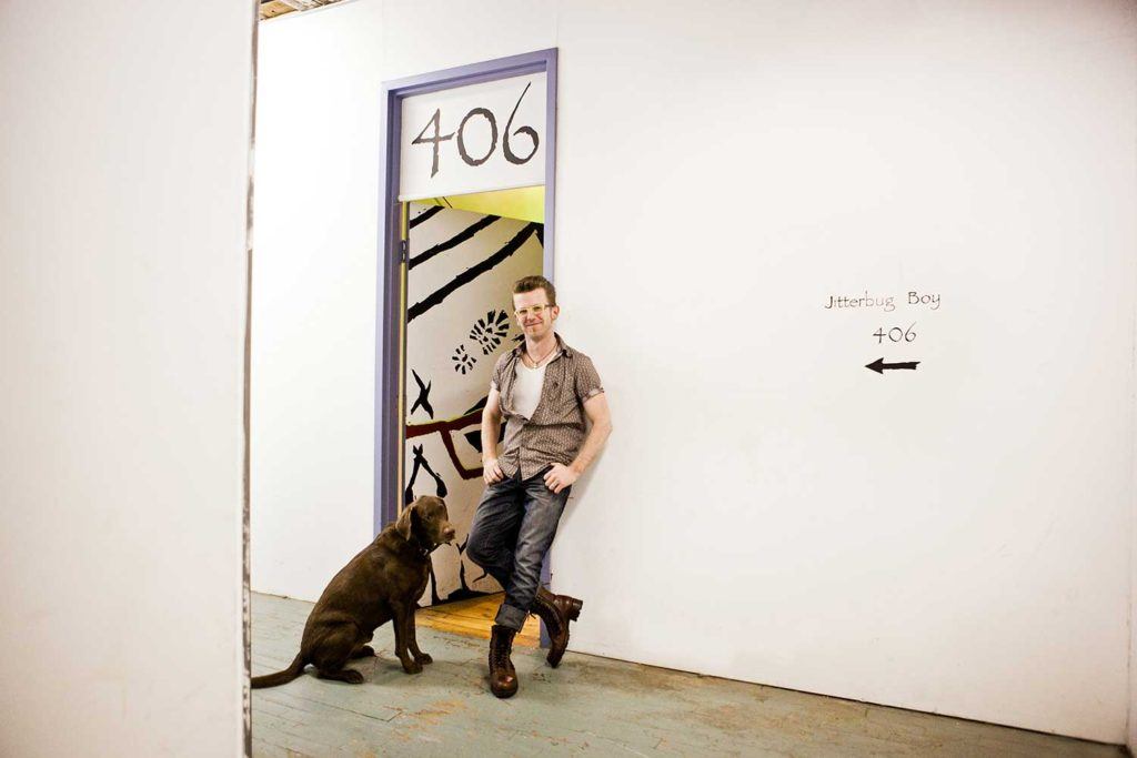 man with his pet dog