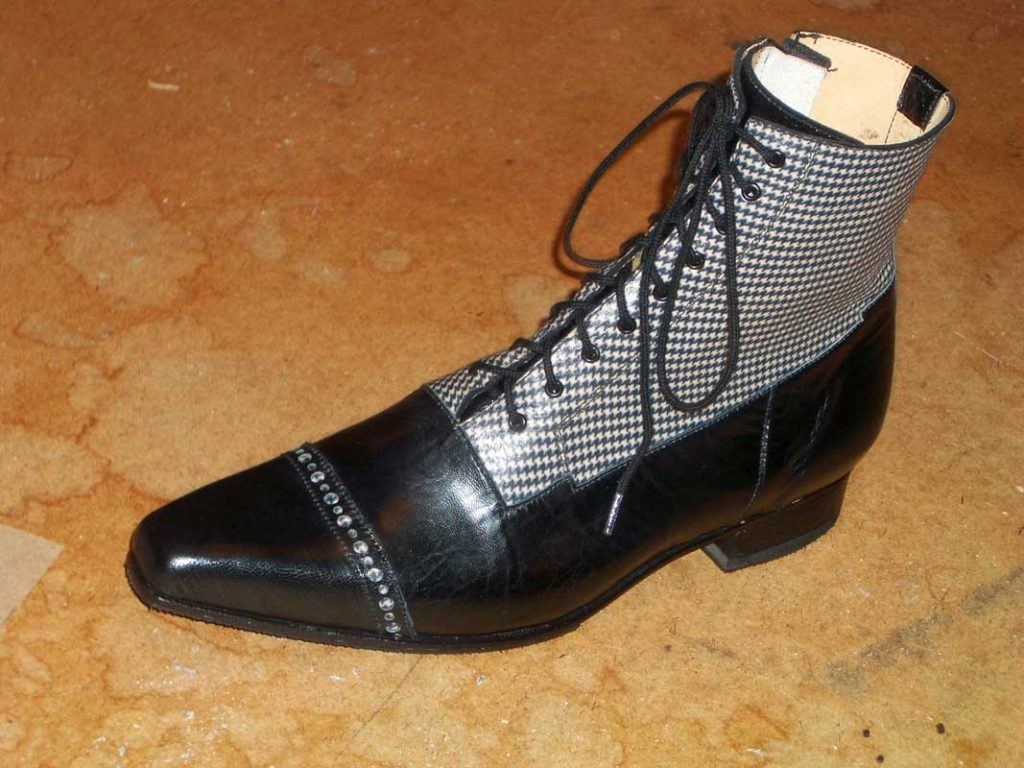 Pair of black & white checkbox designed shoes