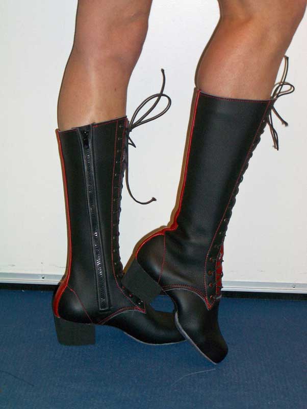 Pair of circus Black boots with lace up and Zip