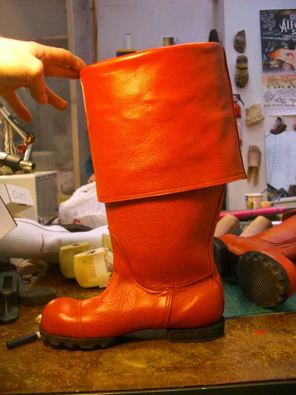 custom orange period theatre boots