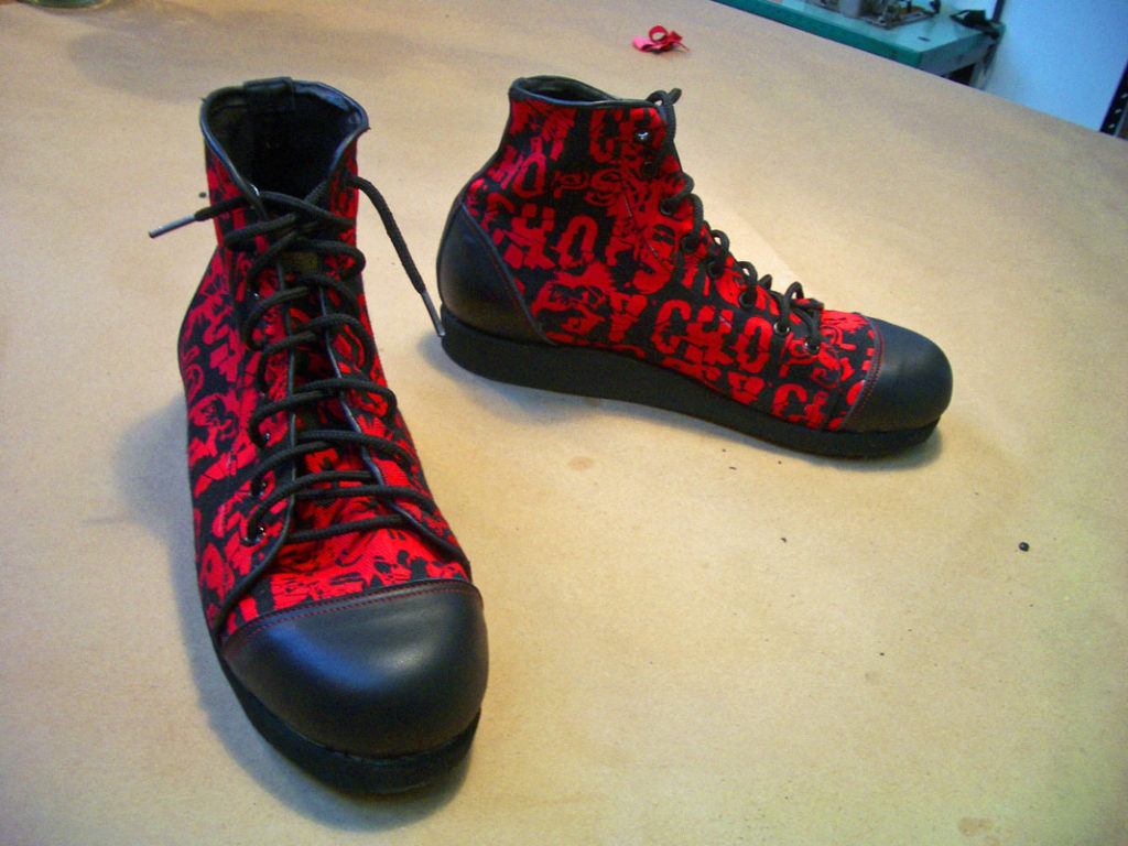 red and black ankle boots