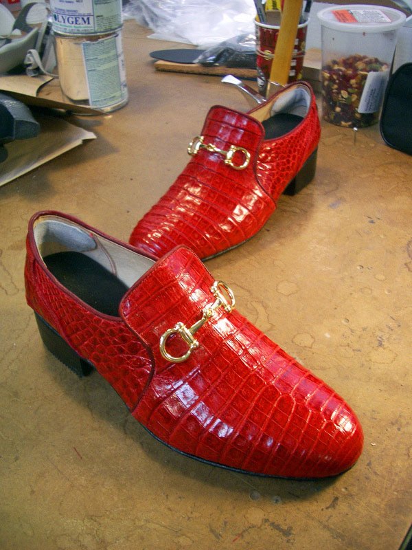 red snakeskin shoes