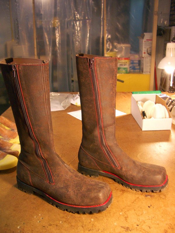 brown calf length boots