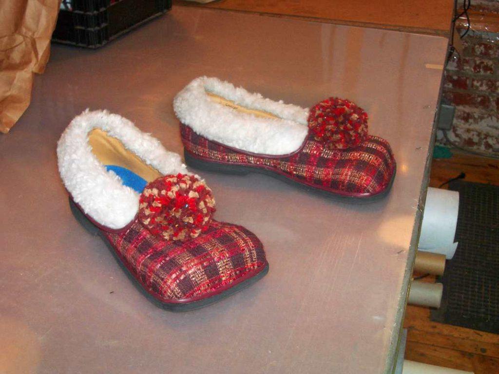 Red Checked fur shoes