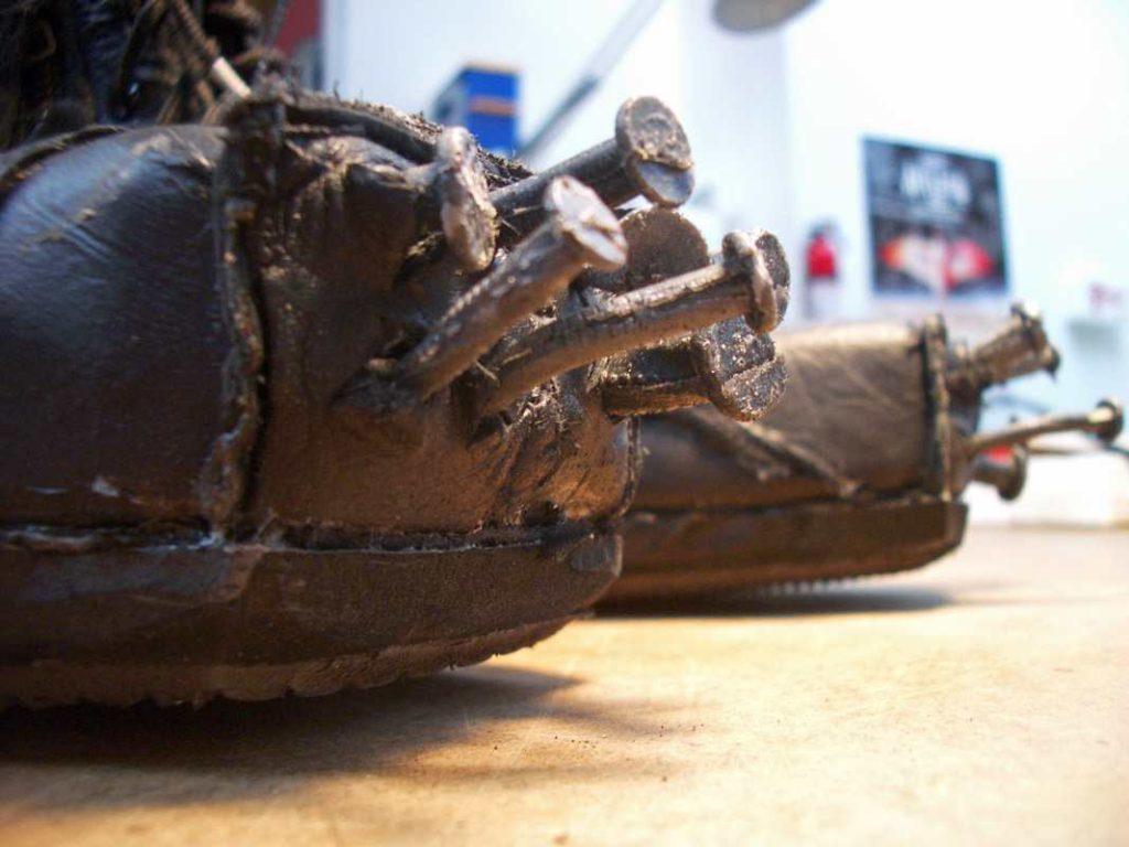 Black Torn shoes with nails