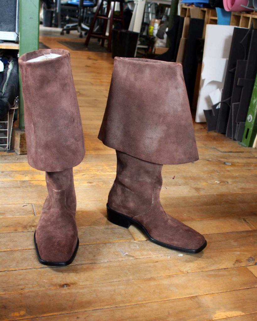 pair of period brown theatre boots