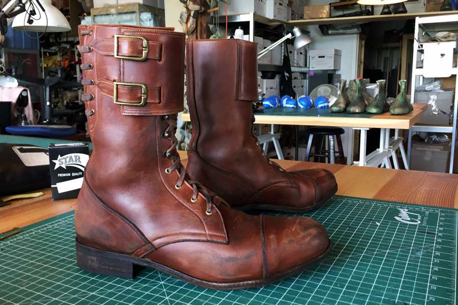 brown calf length boots