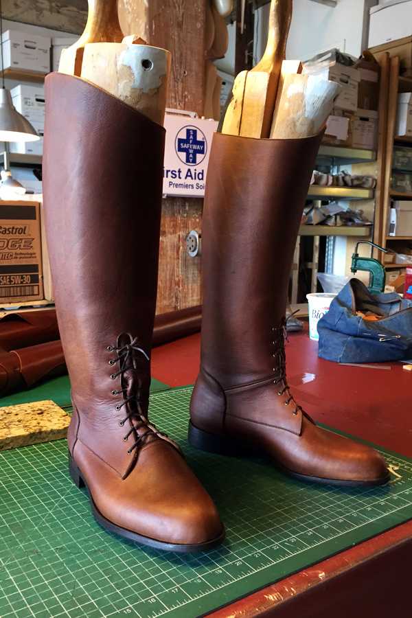 brown knee length leather boots