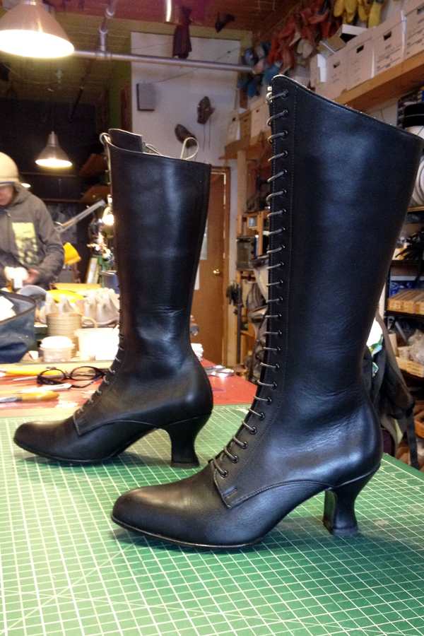 black laced leather boots