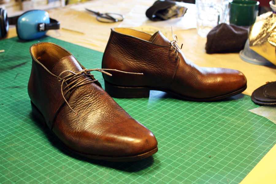 brown laced leather shoes
