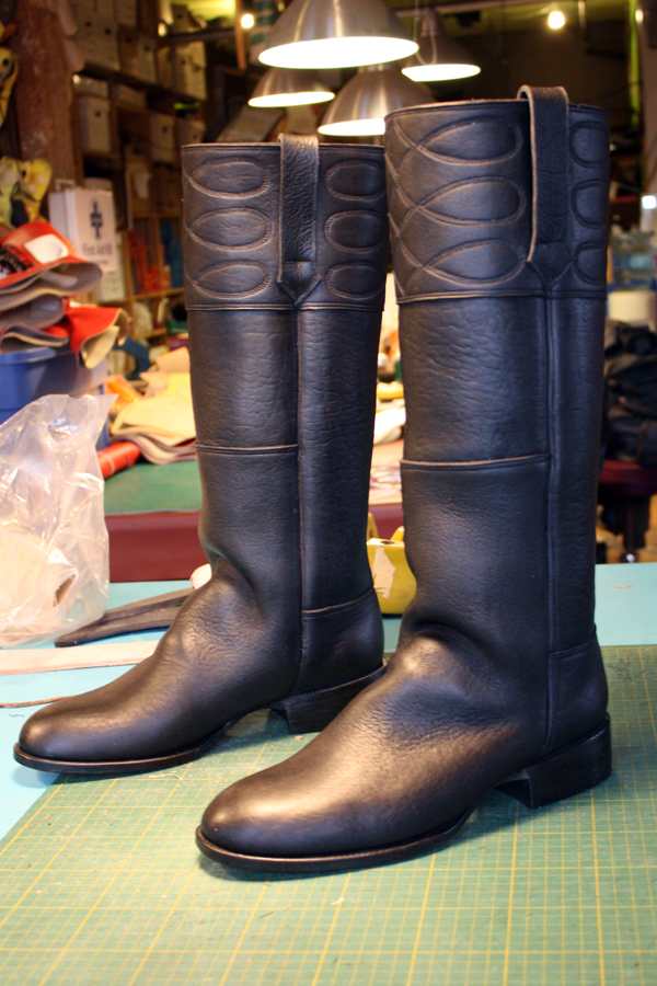 black leather boots