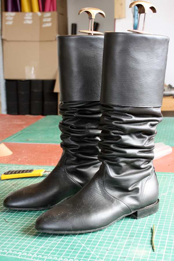 black leather boots