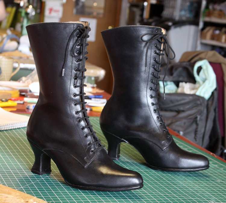 black laced leather boots