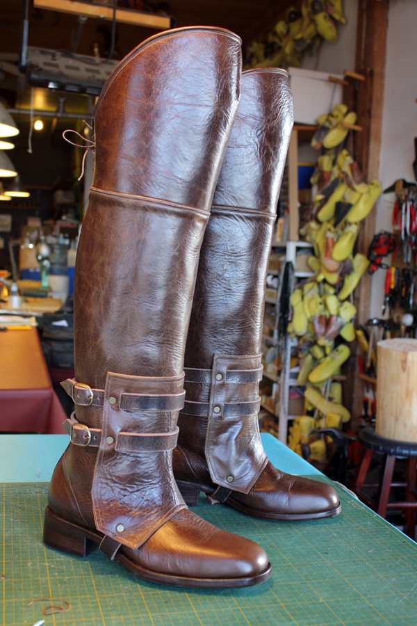 brown leather knee length boots