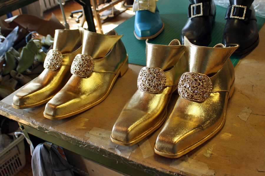 golden buckled shoes