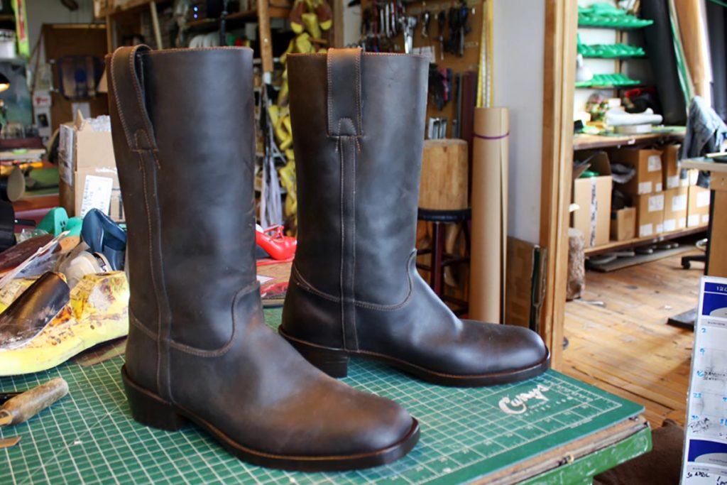 pair of simple brown boots