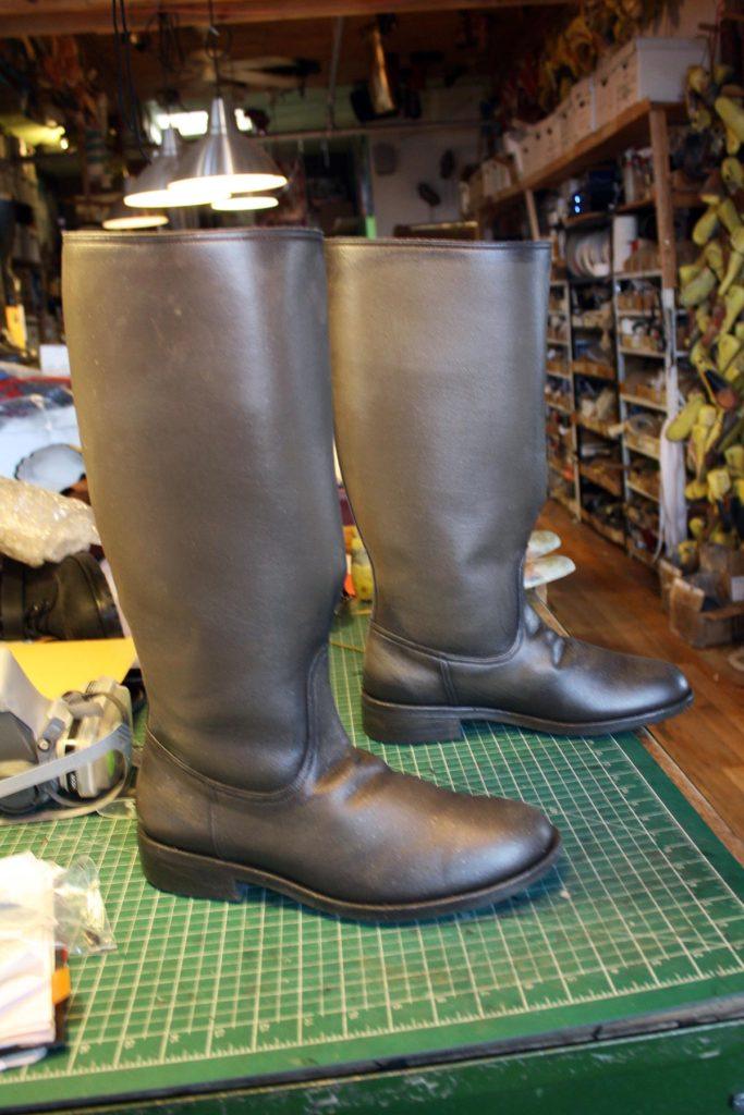 pair of light brown boots