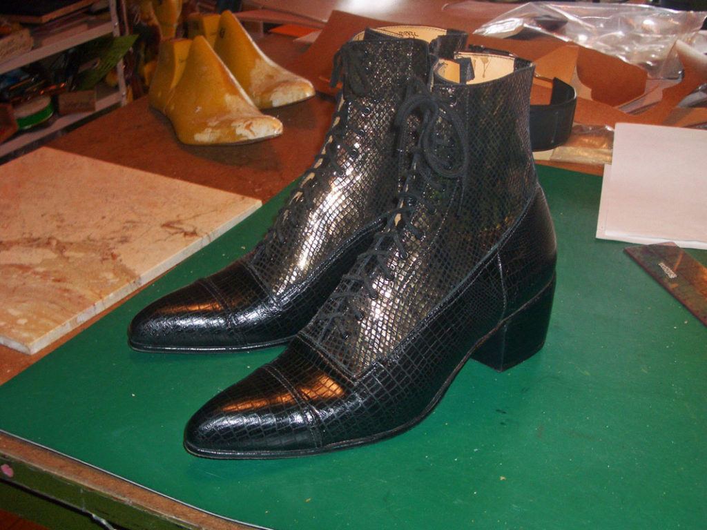 black snake skin ankle boots