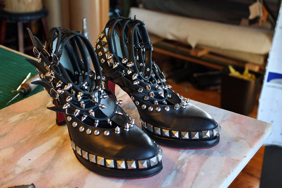 black heels with studs and spikes