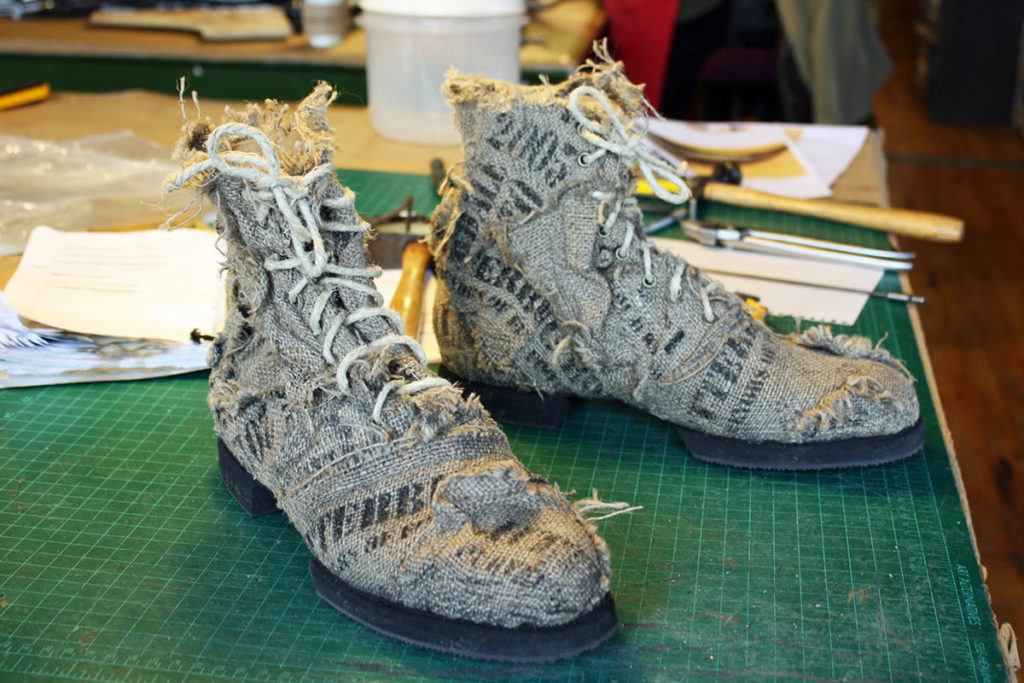 shoes made from sack cloth