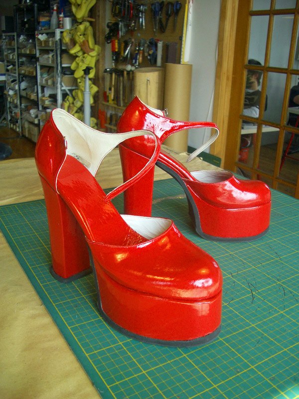 red platform heels