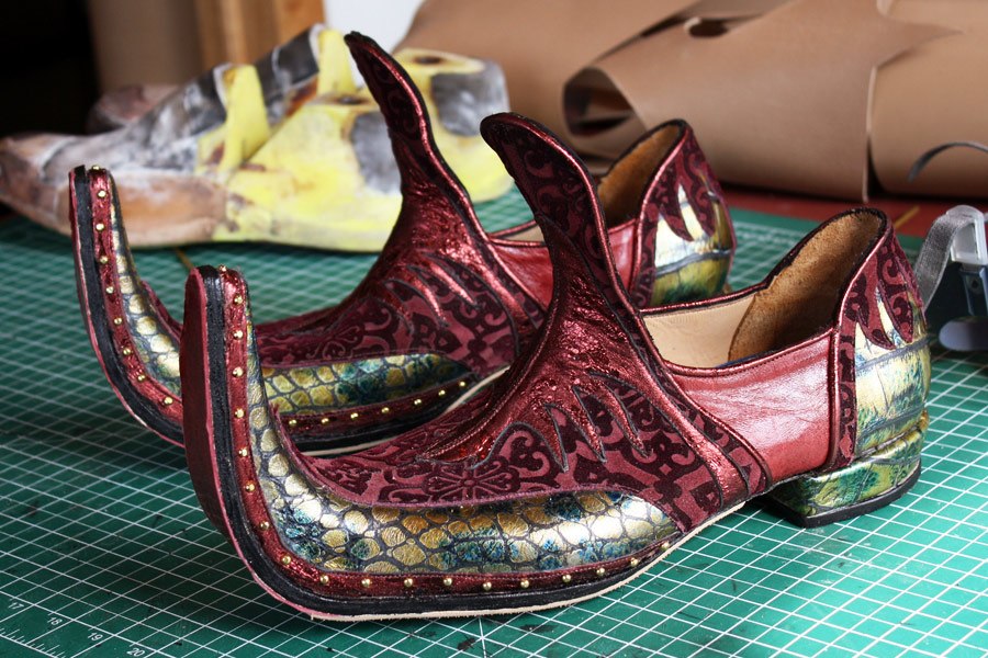 theatrical shoes with upturned toes