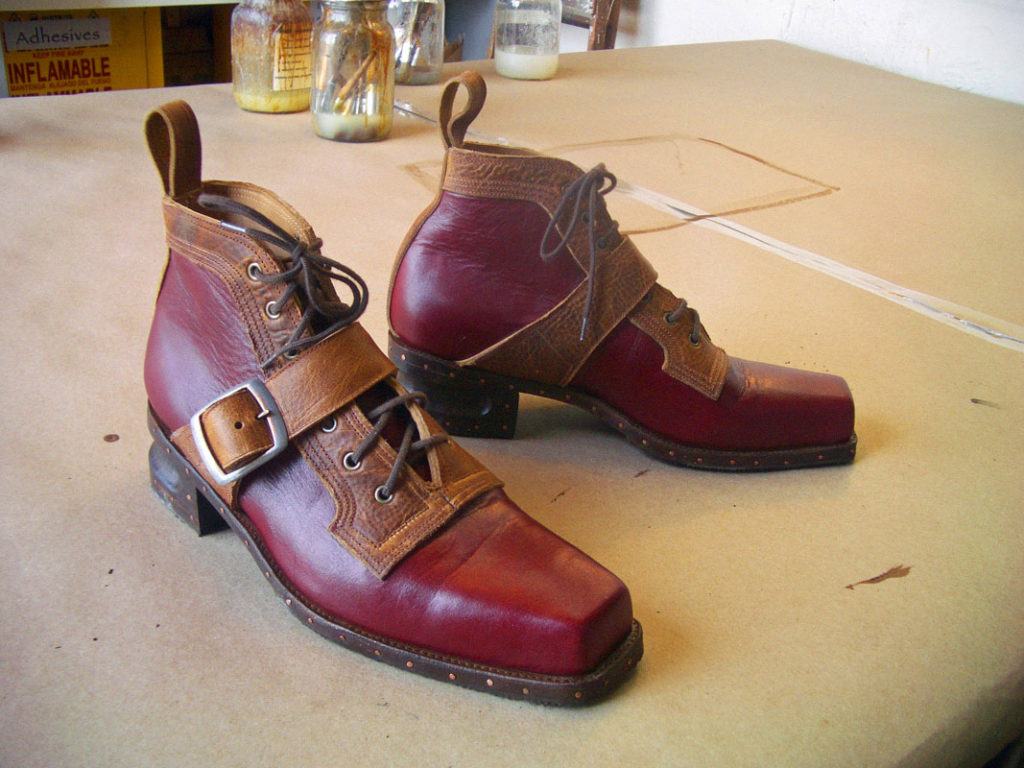 red ankle boots